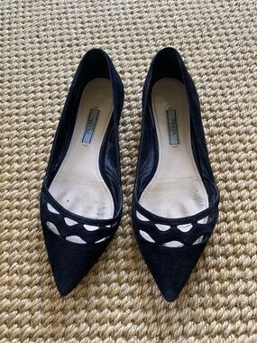 Prada black suede flats 36